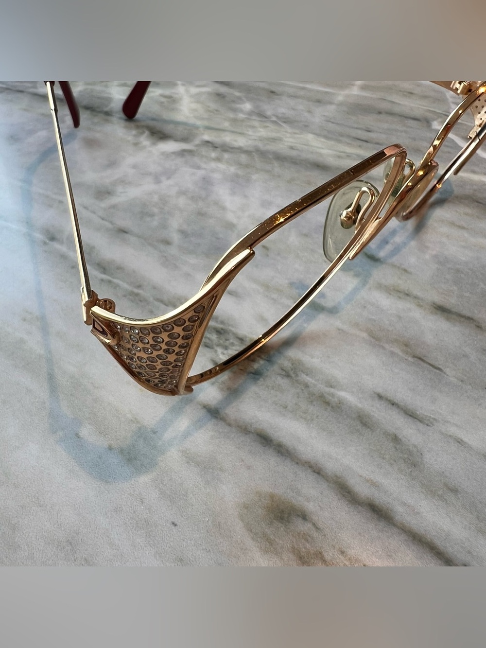 Christian Dior Vintage 1980s Gold Rhinestone Oversized Eyeglass Made in Austria - Picture 8 of 14